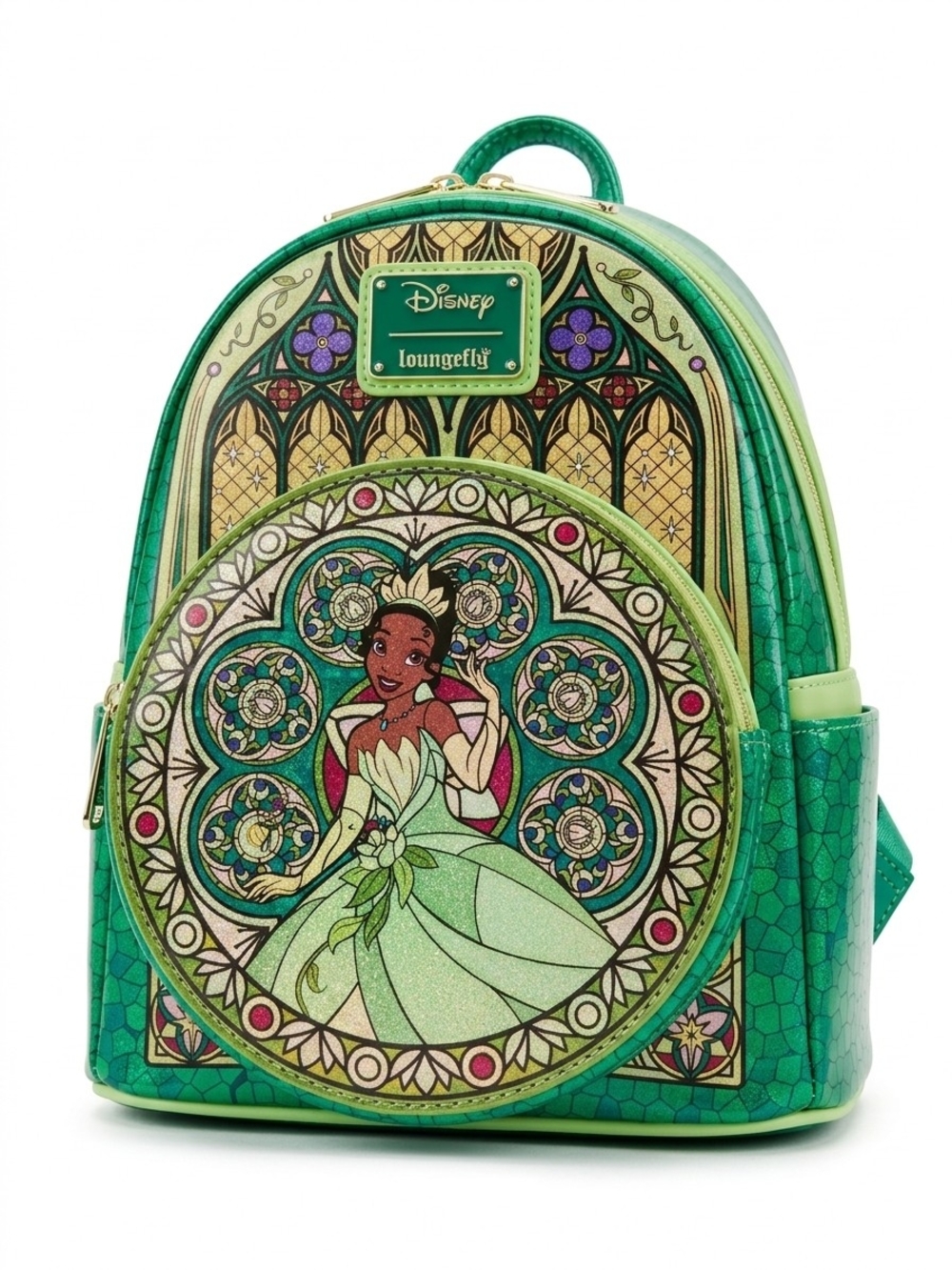 Amazon Exclusive Loungefly Green Tiana Stained-Glass Mini Backpack